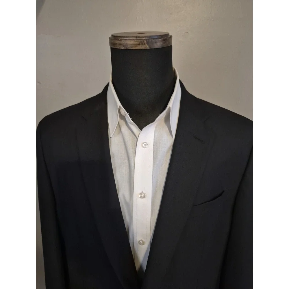 Egara Mens Skinny Fit Sports Coat 46L Black 2 Button Blazer Long